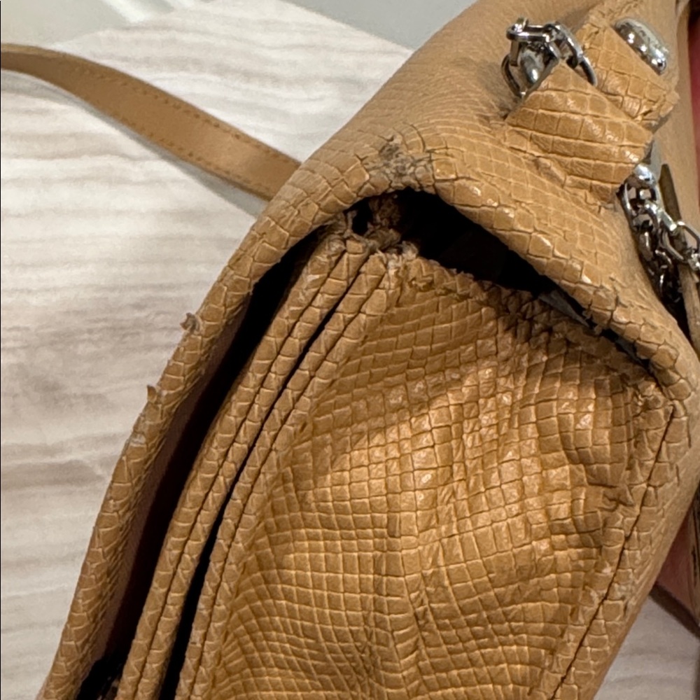 Longchamp Bag Tan Pressed Leather Wallet Crossbody Bag - Picture 13 of 17